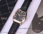 Perfect Replica Vacheron Constantin Malte Rose Gold Case Black Roman Dial Men's Watch